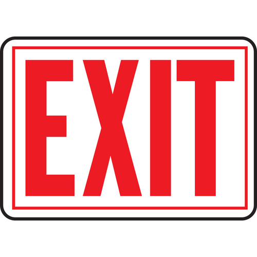 Sign, Exit, Red Legend, Aluminum, 14 in W x 9-1/4 in H Dimensions