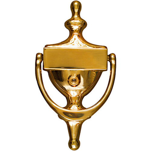 Door Knocker 7" with Viewer - Solid Brass