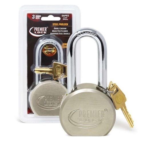 Solid Steel Padlock Keyed Different Rekeyable, 2-1/2 Inch Shackle