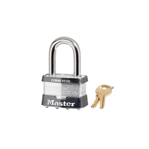 Padlock, Keyed Different Key, 3/8 in Dia Shackle, 1-1/2 in H Shackle, Boron Alloy Shackle, Steel Body Laminated