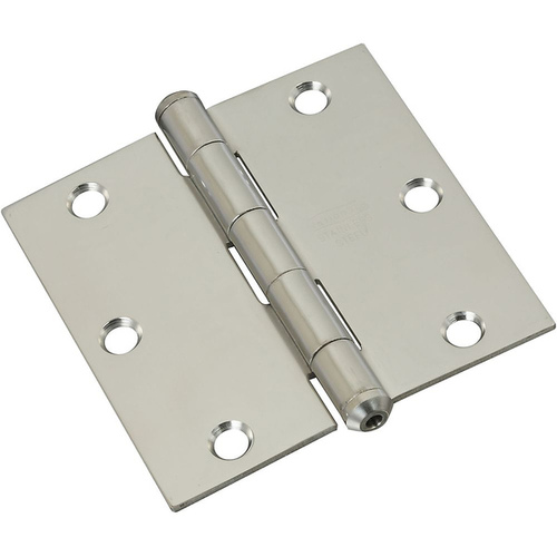 Square Corner Door Hinge, 3-1/2 in H Frame Leaf, Stainless Steel, Stainless Steel, 55 lb