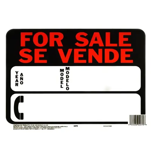 Hy-Glo Series Identification Sign, For Sale Se Vende, Fluorescent Orange Legend, Plastic - pack of 10