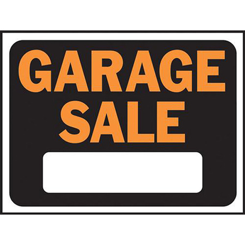 Hy-Glo Series Identification Sign, Garage Sale, Fluorescent Orange Legend, Plastic - pack of 10