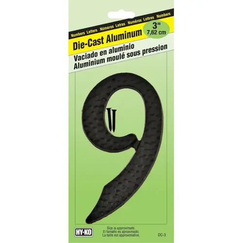 Numbering Die-Cast Aluminum 3" (#9) - Black