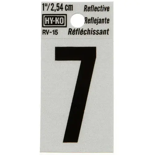 Reflective Sign, Character: 7, 1 in H Character, Black Character, Silver Background, Vinyl - pack of 10