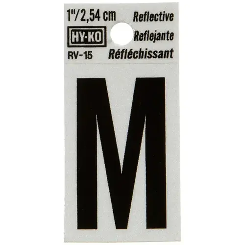 Reflective Letter, Character: M, 1 in H Character, Black Character, Silver Background, Vinyl