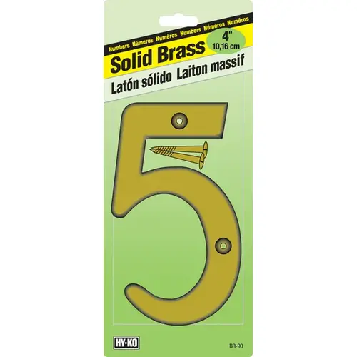 Numbering Solid Brass 4" Dimensional (#5)