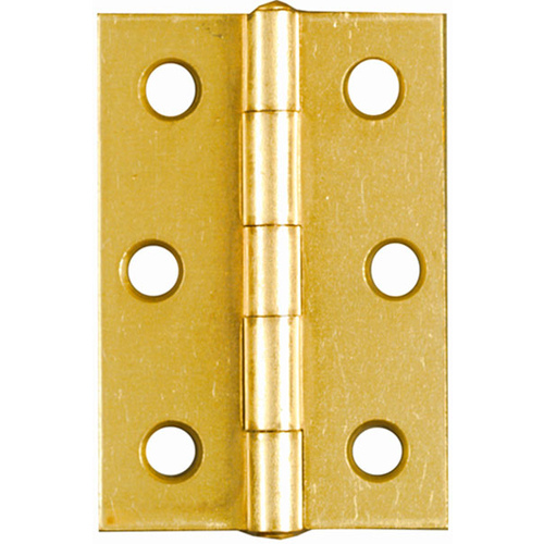 Narrow Hinge, 2-1/2 in W Frame Leaf, 0.056 in Thick Frame Leaf, Steel, Brass, Fast Spun Pin - pack of 2