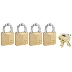 Master Lock 120Q Padlock, Keyed Alike Key, 5/32 in Dia Shackle, Steel Shackle, Brass Body, 3/4 in W Body - pack of 4