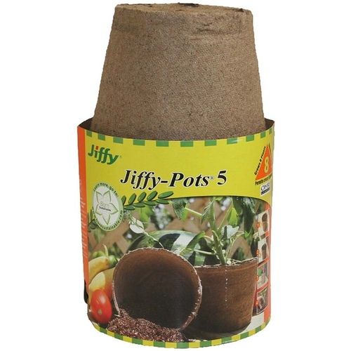 Jiffy JP506 Jiffy Peat Pots 5" Round pack of 8 Brown