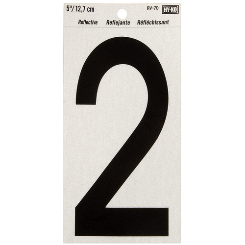 Numbering Reflective Vinyl 5" (#2) - Black on Silver