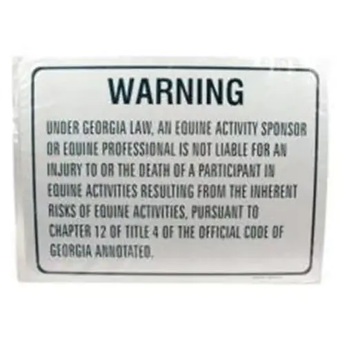 WARNING - Equine Activity (Georgia) 12" x 18" - Aluminum