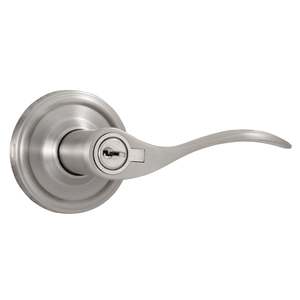 Right Hand Bordeau Entry Lock with Adjustable Latch and Full Lip Strike Satin Nickel Finish
