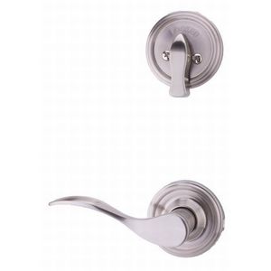 Right Hand Bordeau Interior Single Cylinder Handleset Trim for Lexington or Colonial with Adjustable Latch and Round Corner Strikes Satin Nickel Finish