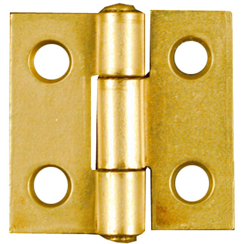 Narrow Hinge, 1 in W Frame Leaf, 0.045 in Thick Frame Leaf, Brass/Cold Rolled Steel, Brass Pair