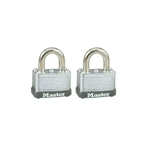 Padlock, Keyed Alike Key, 1/4 in Dia Shackle, Steel Shackle, Steel Body, 1-1/2 in W Body - pack of 2