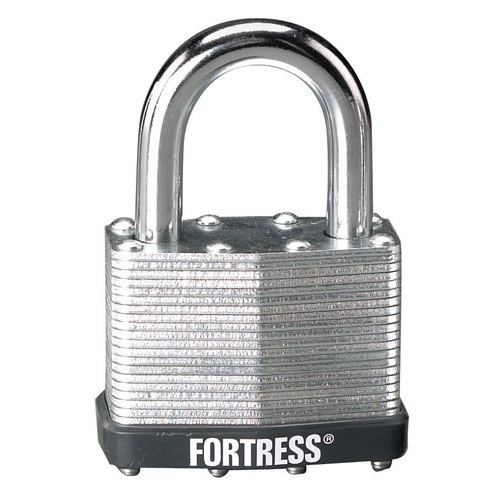 Padlock, Keyed Different Key, 5/16 in Dia Shackle, 1-1/4 in H Shackle, Steel Shackle, Steel Body Laminated