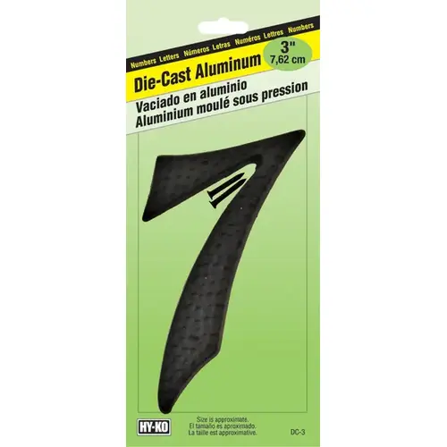 Number 3-1/2" Black Aluminum Nail-On 7 - pack of 10