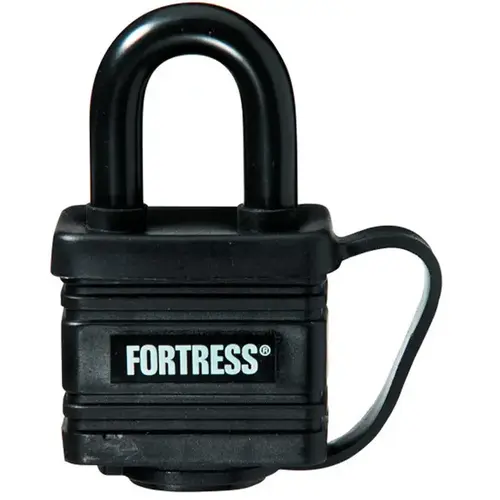 Covered Padlock Fortress 6.56" H X 1-9/16" W Laminated Steel 4-Pin Cylinder Black