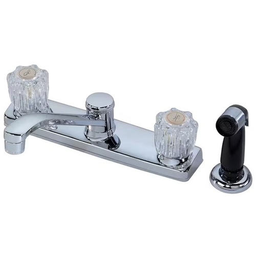 Dual Acrylic Handle Kitchen Faucet with Spray Chrome