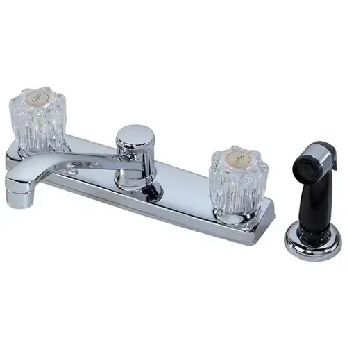Homewerks Worldwide 10-K82WYCH1B-Z Dual Acrylic Handle Kitchen Faucet with Spray Chrome