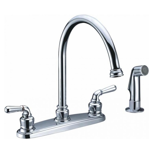 Compass Manufacturing Int'l 191-7703 Kitchen Faucet Two-Handle High Arc 2.2-GPM Chrome with Plastic Side Spray