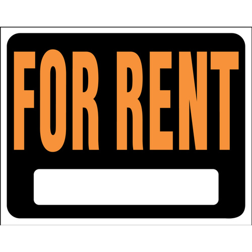 HY-KO PRODUCTS SP-102 15 in. x 19 in. Plastic for Rent Sign BLACK AND ORANGE Pack of 5