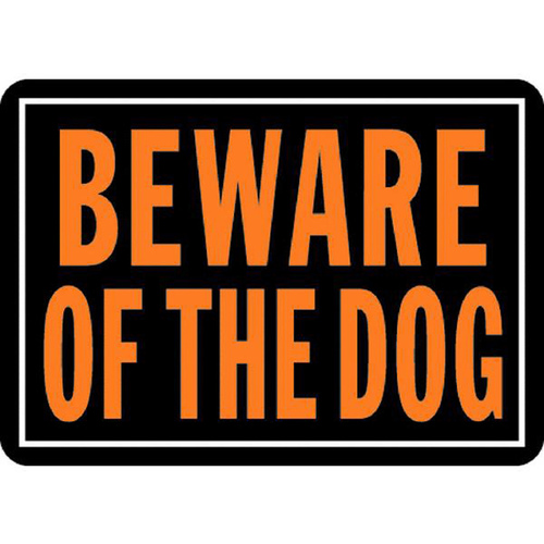 Hy-Glo Series Identification Sign, Rectangular, BEWARE OF THE DOG, Fluorescent Orange Legend, Black Background - pack of 12