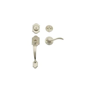 Parkside Single Cylinder Handleset with Right Hand New Haven Trim Satin Nickel Finish