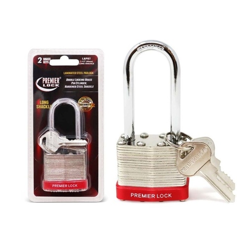 Laminated Long Shackle Padlock Keyed Different 1-11/16"