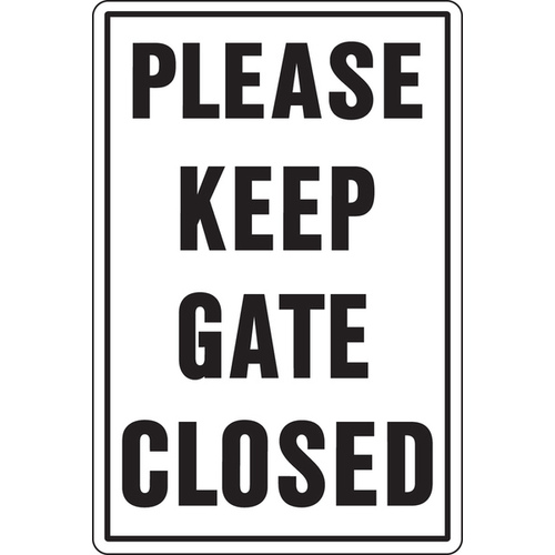 Rural and Urban Sign, PLEASE KEEP GATE CLOSED, Black Legend, 18 in L x 12 in W Dimensions