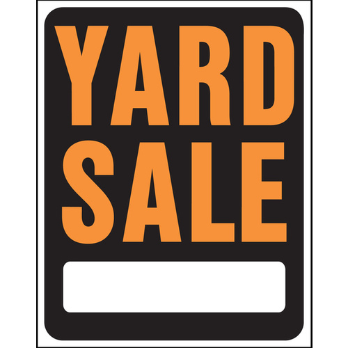 Hy-Glo Series Jumbo Identification Sign, YARD SALE, Fluorescent Orange Legend, Plastic