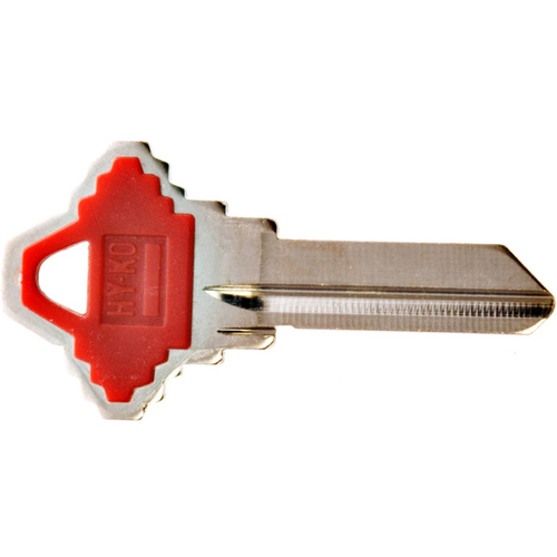 Key Blank, Brass/Plastic, For: Schlage Cabinet, House Locks and Padlocks Red