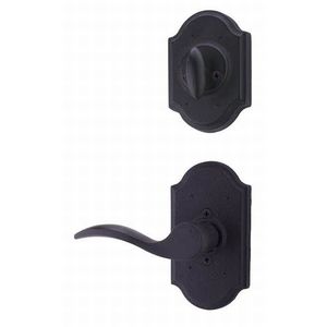 Right Hand Carlow Single Cylinder Handleset Trim for Castletown with Adjustable Latch and Round Corner Strikes Black Finish