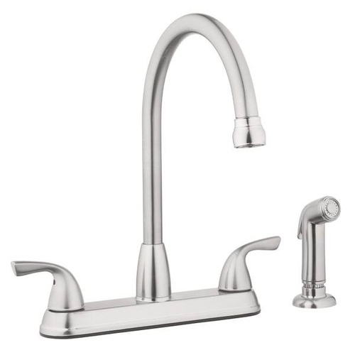 8 in. Kitchen Gooseneck Faucet with Sprayer - Brushed Nickel