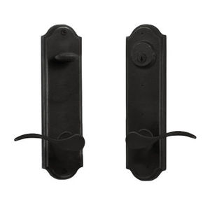 Right Hand Carlow Tramore Single Cylinder Deadbolt Passage Lock with Adjustable Latch and Round Corner Strikes Black Finish