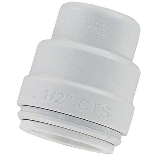 John Guest PSEI4620P End Cap, 1/2 in, Polysulfone, White, 3 to 12 bar Pressure