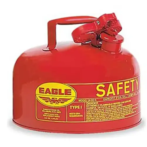 Red Galvanized Steel Self-Closing 2 gal Safety Can - 9 1/2" Height - 11 1/4" Overall Diameter