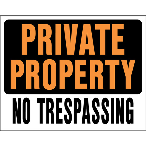 Hy-Glo Series Identification Sign, Rectangular, PRIVATE PROPERTY NO TRESPASSING, Fluorescent Orange Legend - pack of 5