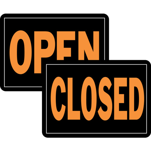 9-1/4 in. x 14 in. Aluminum Reversible Open/Closed Sign ORANGE ON BLACK Pack of 144