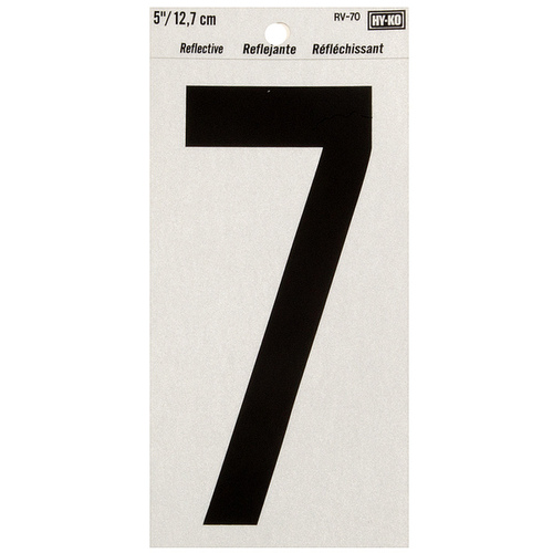 Numbering Reflective Vinyl 5" (#7) - Black on Silver - pack of 10