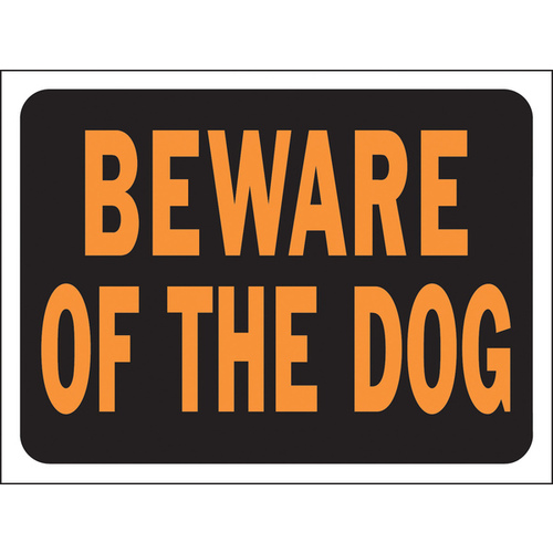 Hy-Glo Series Identification Sign, Rectangular, BEWARE OF DOG, Fluorescent Orange Legend, Black Background