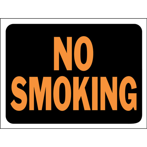 Hy-Glo Series Identification Sign, Rectangular, NO SMOKING, Fluorescent Orange Legend, Black Background - pack of 10