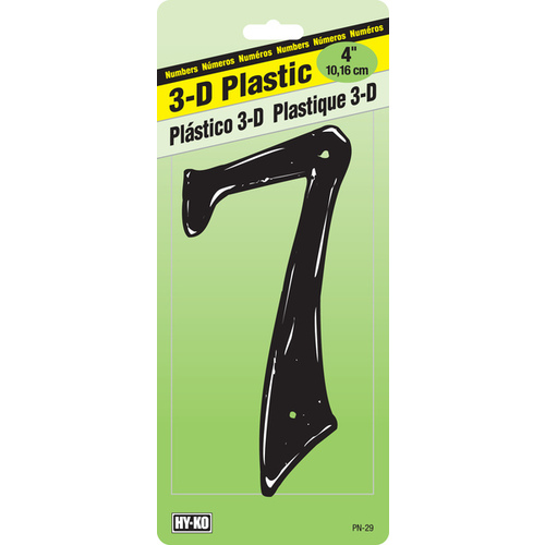 House Number, Character: 7, 4 in H Character, Black Character, Plastic - pack of 10