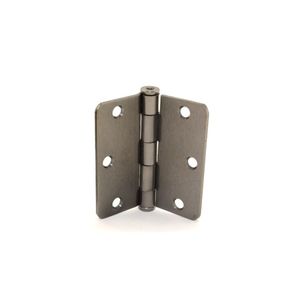 3-1/2" x 3-1/2" 1/4" Radius Full Mortise Standard Weight Plain Bearing Hinge # 035189 Black Nickel Finish