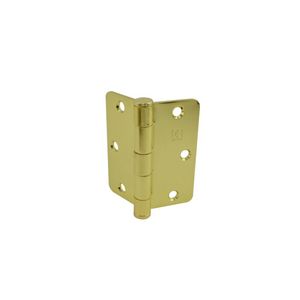 3-1/2" x 3-1/2" 1/4" Radius Full Mortise Standard Weight Plain Bearing Hinge # 009046 Bright Brass Finish