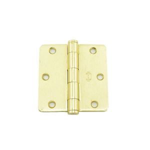 3-1/2" x 3-1/2" 1/4" Radius Full Mortise Standard Weight Plain Bearing Hinge # 009053 Satin Brass Finish