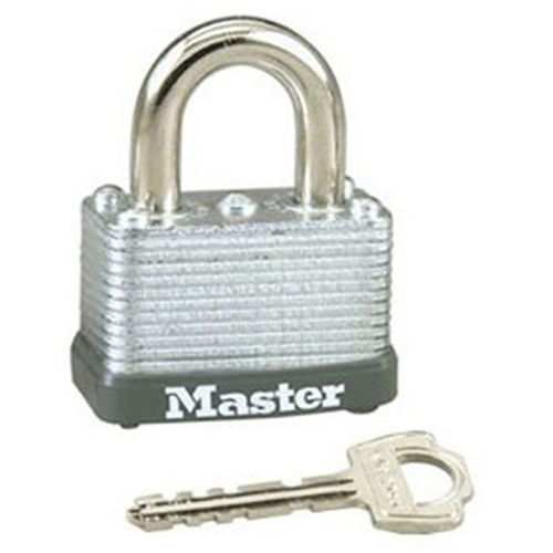 Padlock, Keyed Different Key, 1/4 in Dia Shackle, Steel Shackle, Steel Body, 1-1/2 in W Body Silver