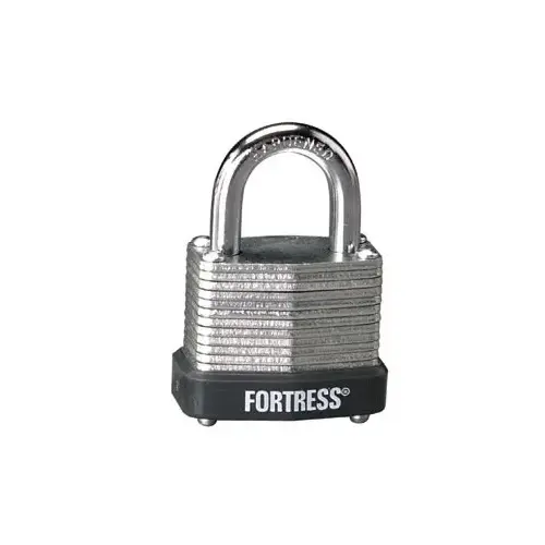 Padlock, Keyed Different Key, 3/16 in Dia Shackle, 5/8 in H Shackle, Steel Shackle, Steel Body Laminated