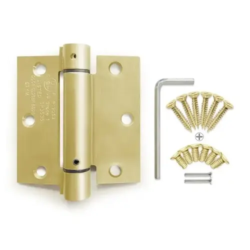 Door Hinge - Mortise Single Acting Spring 3-1/2" x 3-1/2" - Polished Brass